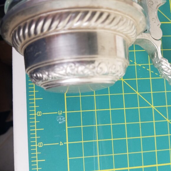 Beer‎ Stein Vtg 1960's Hobnail Glass & Pewter Viking Made In Germany - Picture 9 of 10